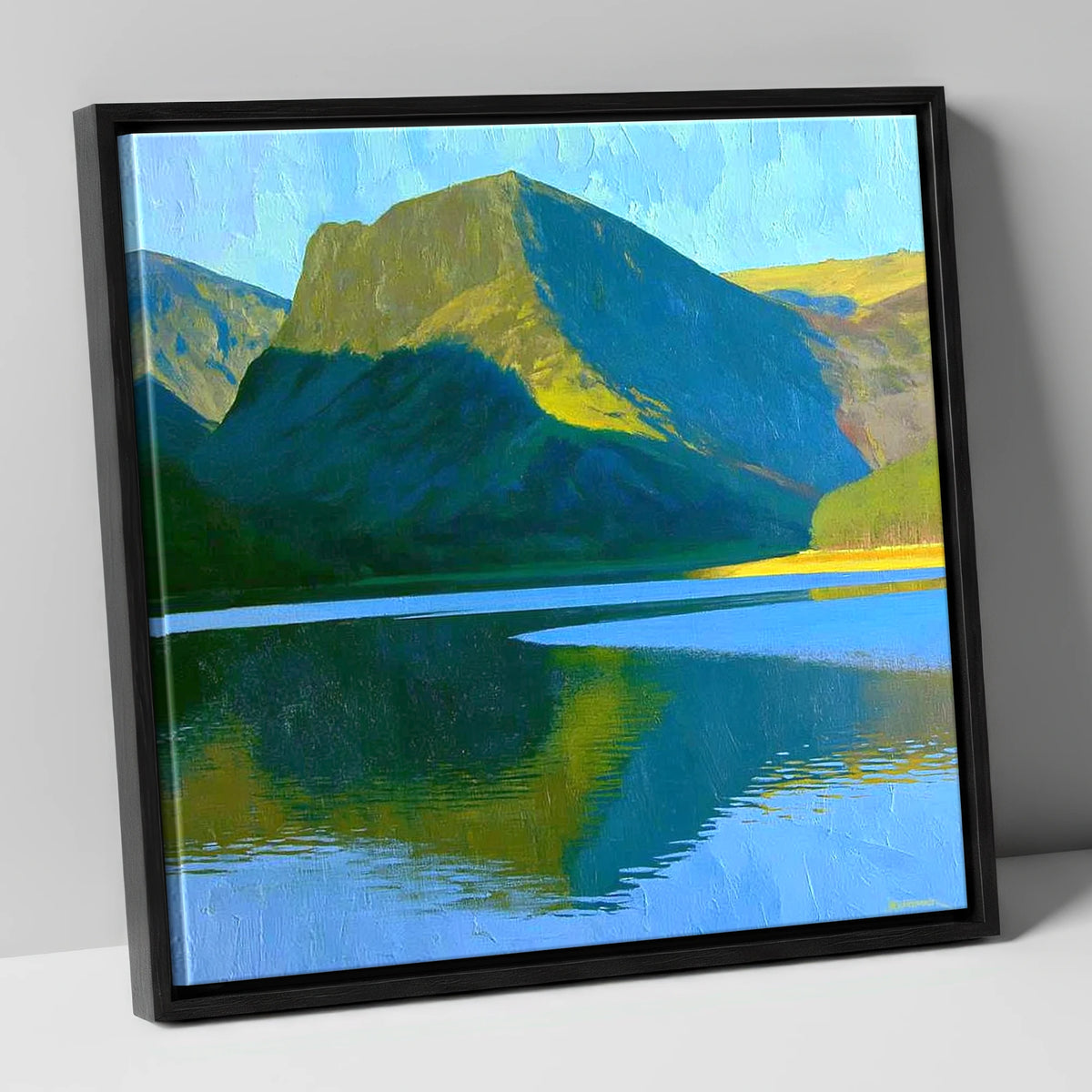 Fleetwith Pike in Vivid Sunlight lake district fell canvas wall art in black frame