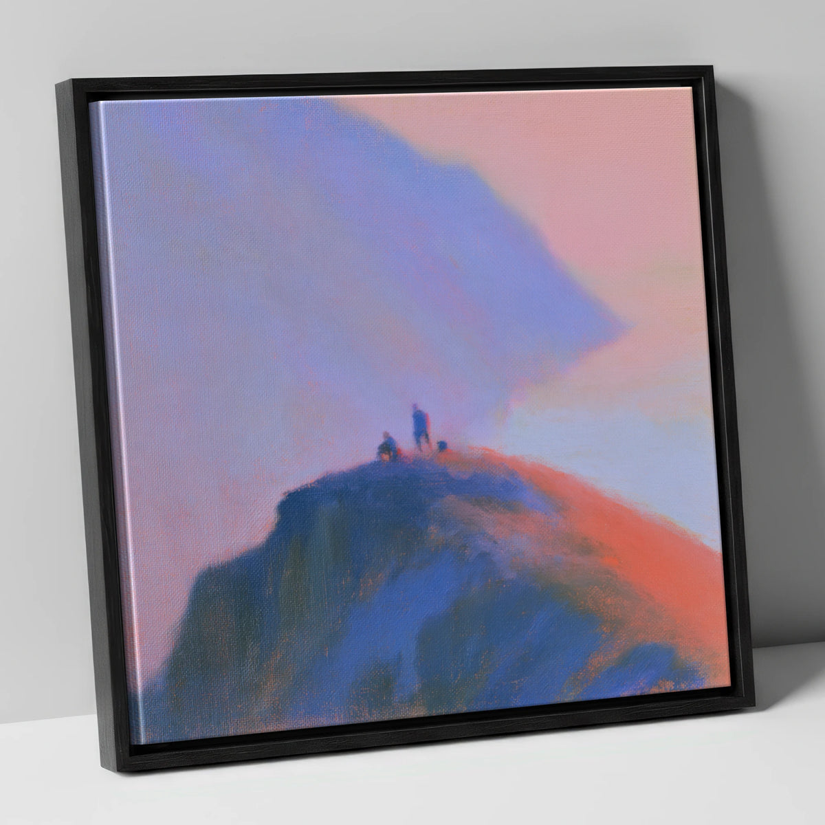 Twilight Climbers on Lakeland Crag lake district walking canvas wall art in black frame