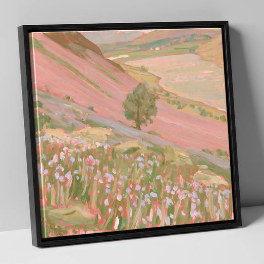 Pastel Rannerdale Above Crummock Water lake district lake canvas wall art in black frame