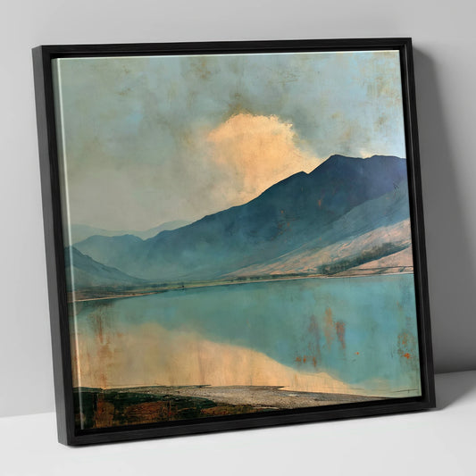 Cloud Break Over Crummock Water lake district lake canvas wall art in black frame