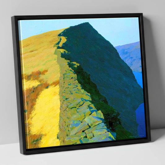 High Pike Ridge Stone Wall lake district fell canvas wall art in black frame