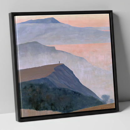 Misty Mountain Ridge at Dusk lake district fell canvas wall art in black frame