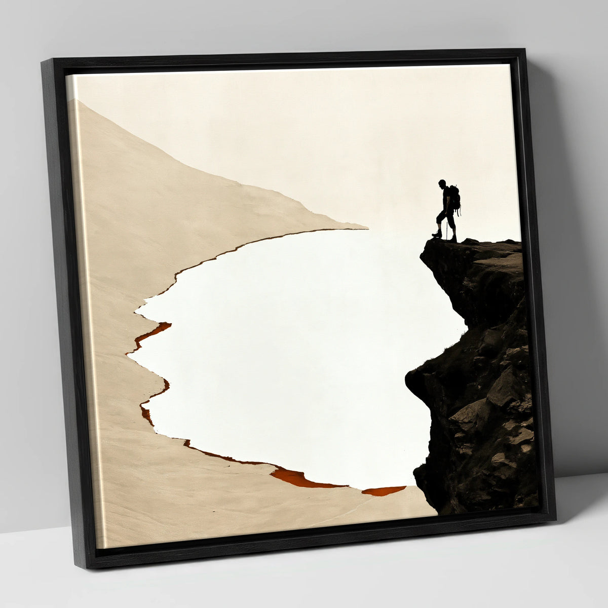 Helvellyn Edge Walker Silhouette lake district fell canvas wall art in black frame