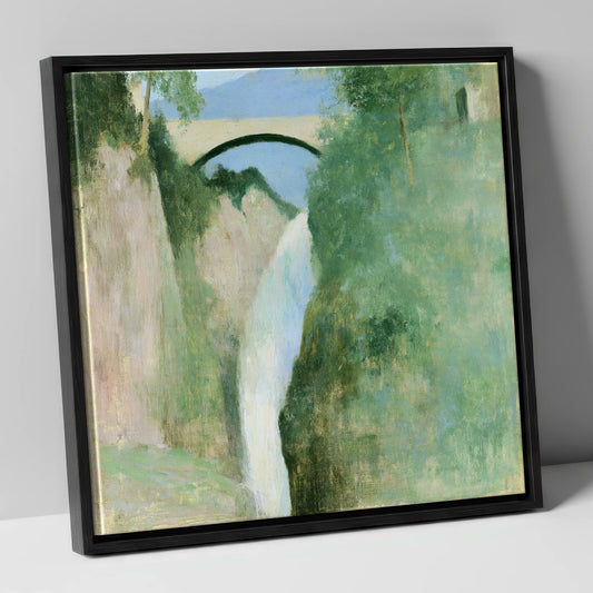 Stone Bridge Over Aira Force lake district waterfall canvas wall art in black frame
