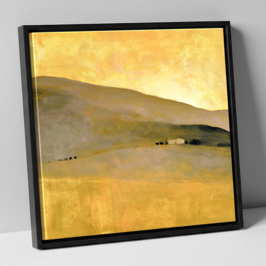 Golden Light on the Fellside lake district sky canvas wall art in black frame