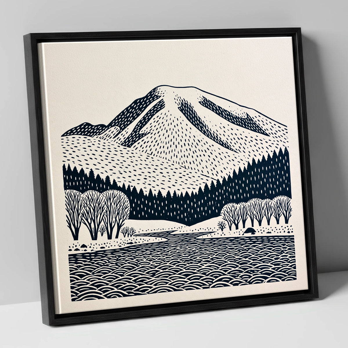 Graphic Skiddaw Mountain Scene lake district fell canvas wall art in black frame