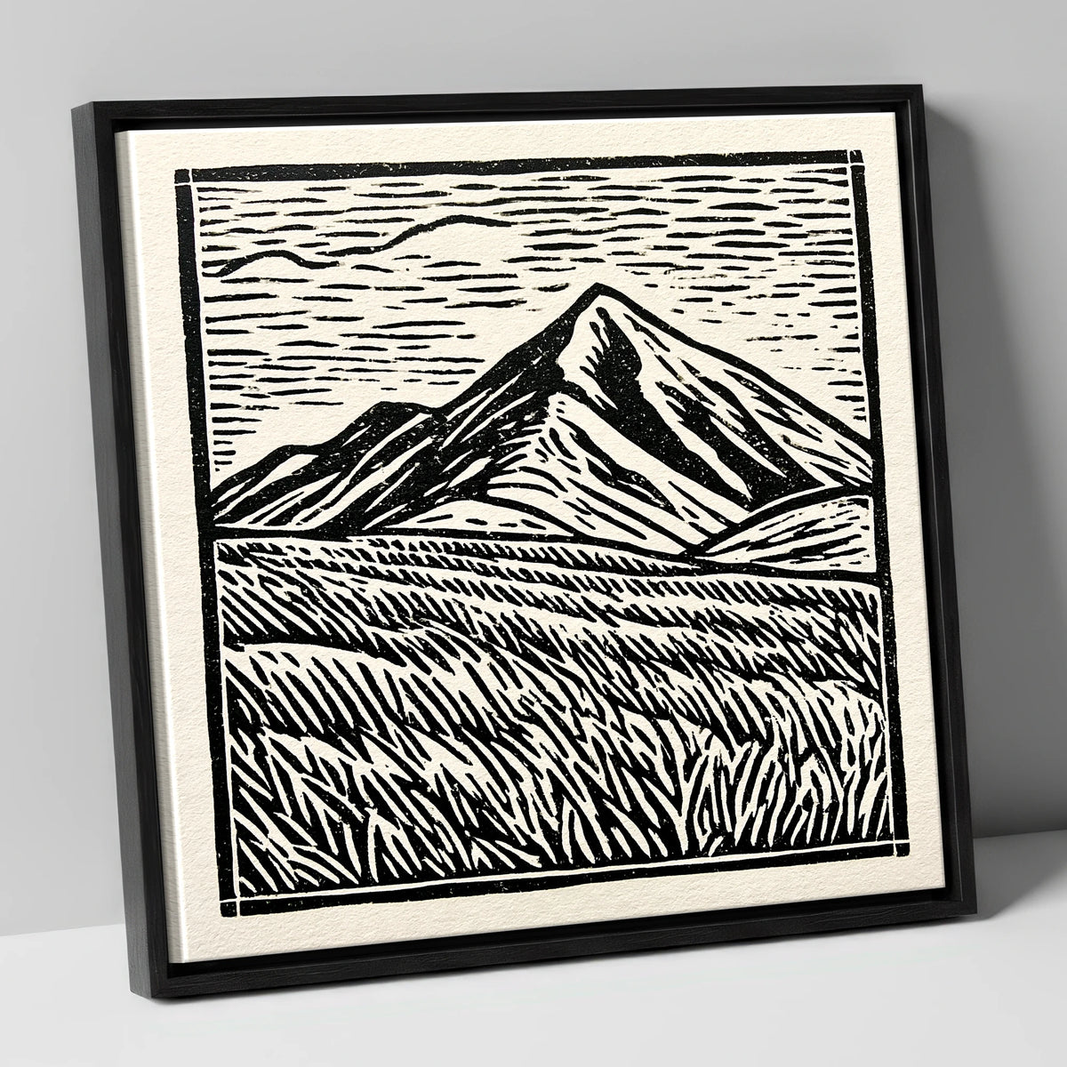 Bold Skiddaw in Monochrome lake district fell canvas wall art in black frame
