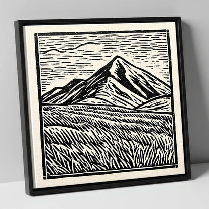 Bold Skiddaw in Monochrome lake district fell canvas wall art in black frame