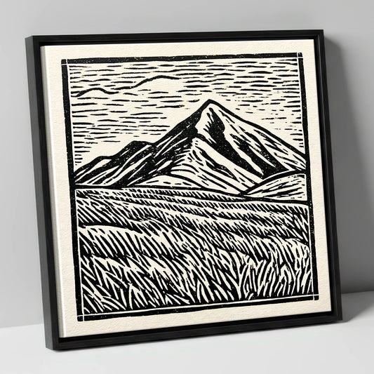 Bold Skiddaw in Monochrome lake district fell canvas wall art in black frame