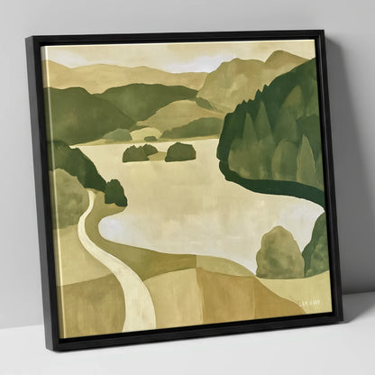 Winding Path at Rydal Water lake district lake canvas wall art in black frame