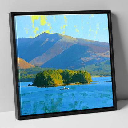 Vibrant Skiddaw Above Derwentwater lake district fell canvas wall art in black frame