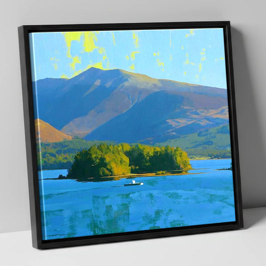 Vibrant Skiddaw Above Derwentwater lake district fell canvas wall art in black frame