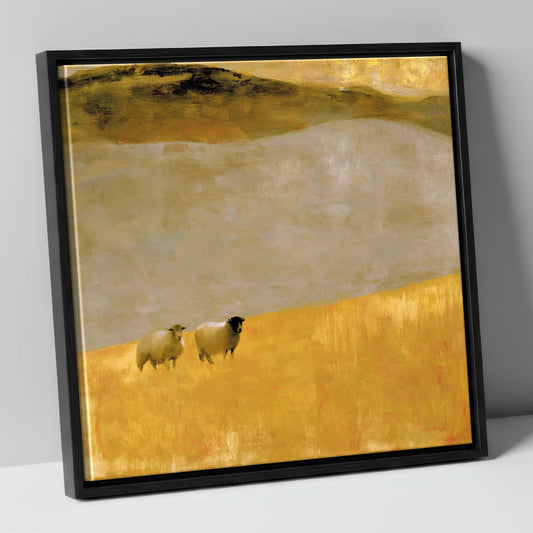 Herdwick Sheep in Autumn Light lake district wildlife canvas wall art in black frame
