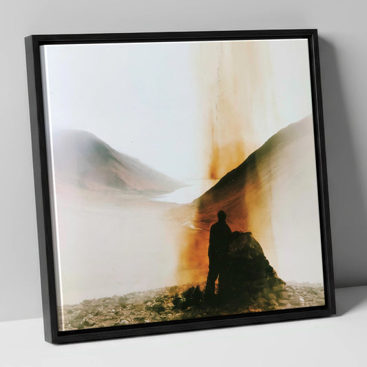 Westmorland Cairn in Golden Light lake district fell canvas wall art in black frame