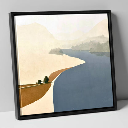 River Derwent Sweeping Shores lake district waterfall canvas wall art in black frame