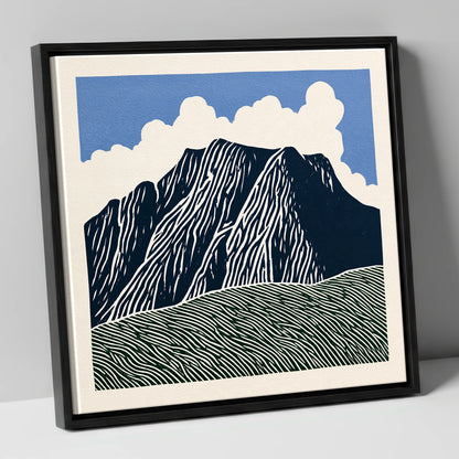 Graphic Scafell Pike Landscape lake district fell canvas wall art in black frame
