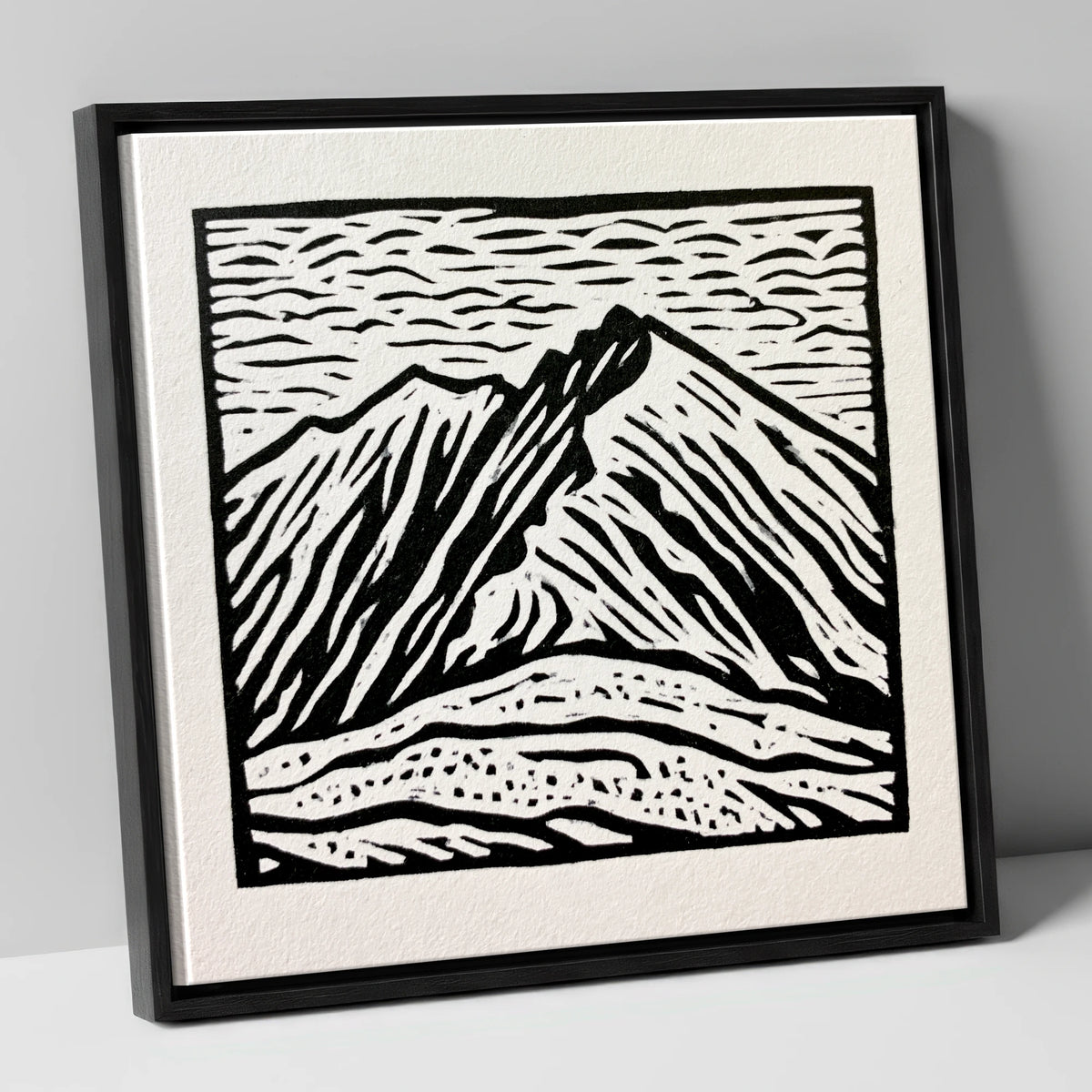 Monochrome Helvellyn Ridges lake district fell canvas wall art in black frame