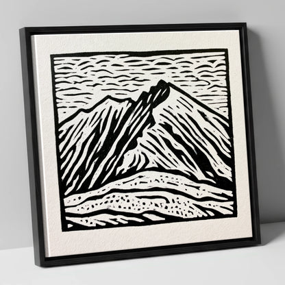 Monochrome Helvellyn Ridges lake district fell canvas wall art in black frame