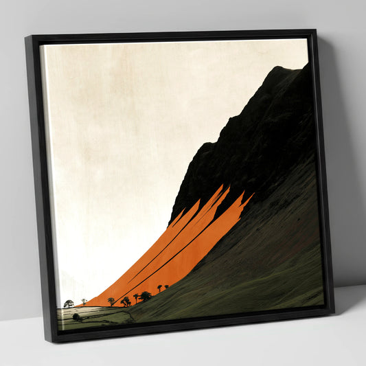 Golden Light on Lakeland Fells lake district sky canvas wall art in black frame