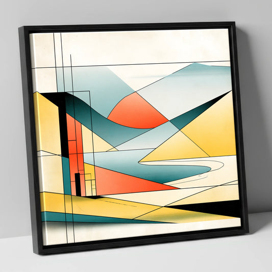 Geometric Lake District Summit View lake district fell canvas wall art in black frame