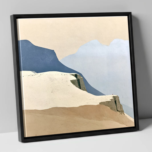 Lone Figure on High Fell Crag lake district fell canvas wall art in black frame