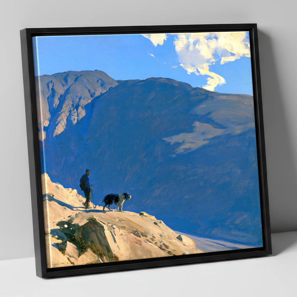 Great Gable Walker and Dog gifts for dog walkers canvas wall art in black frame