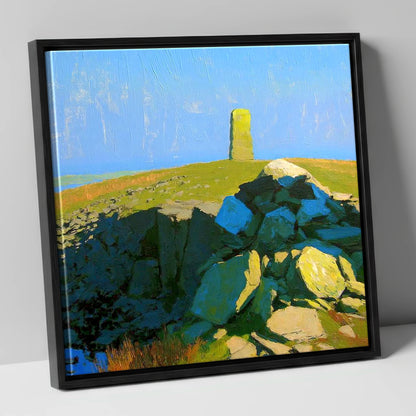 Sunlit Pillar on Lank Rigg lake district fell canvas wall art in black frame