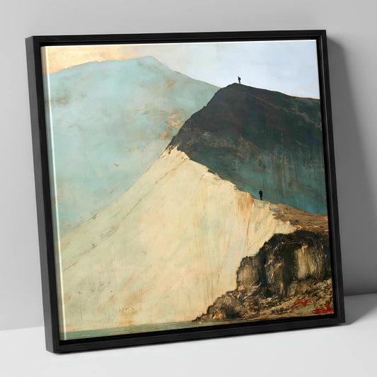 Striding Edge in Slate and Gold lake district walking canvas wall art in black frame