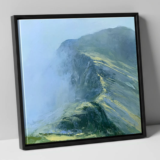 Mountain Ridge in Heavy Mist lake district fell canvas wall art in black frame