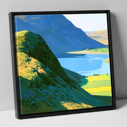 Sunlit Ridge of Rannerdale Knotts lake district fell canvas wall art in black frame