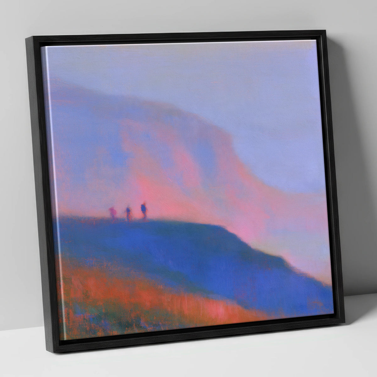 Fell Walkers in Pink Twilight lake district fell canvas wall art in black frame