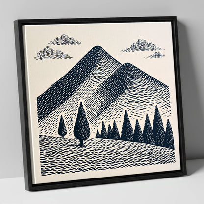 Midnight Blue Blencathra Peaks lake district fell canvas wall art in black frame