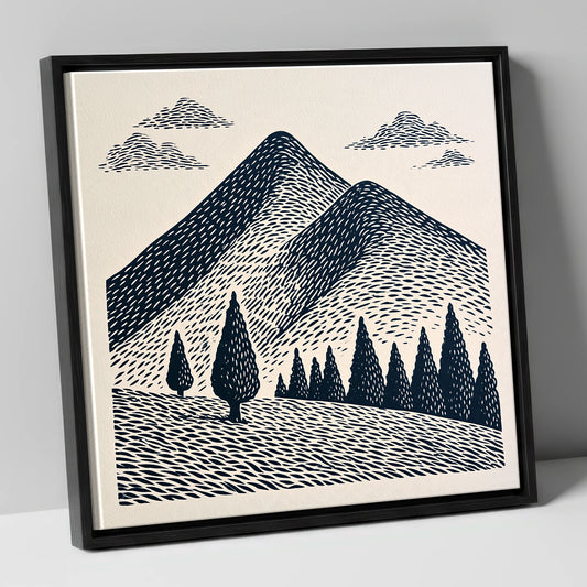 Midnight Blue Blencathra Peaks lake district fell canvas wall art in black frame