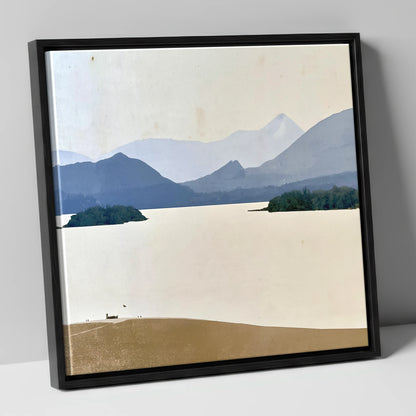 Pale Derwentwater From Crow Park lake district village canvas wall art in black frame