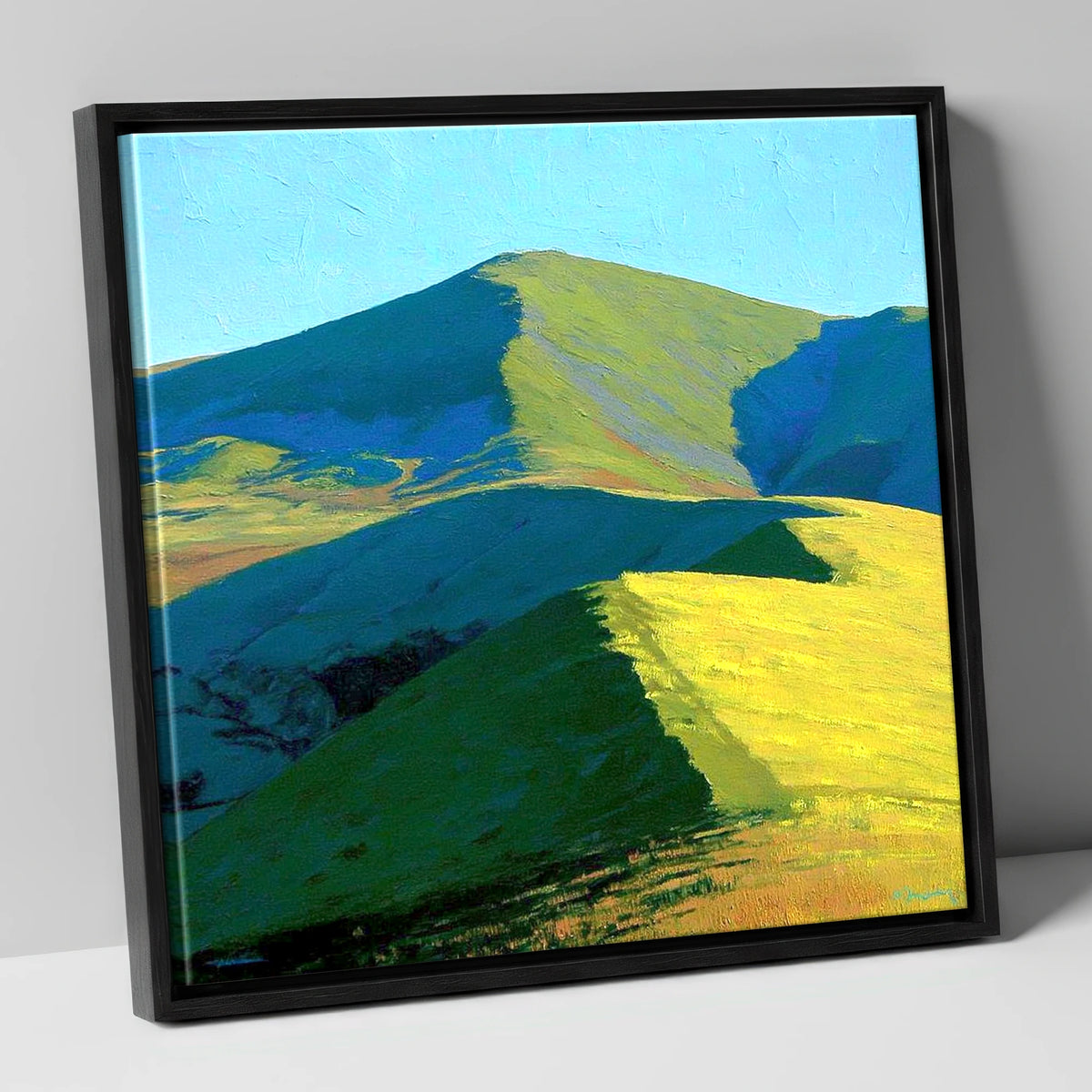 Vibrant Sunlight on Great Cockup lake district fell canvas wall art in black frame