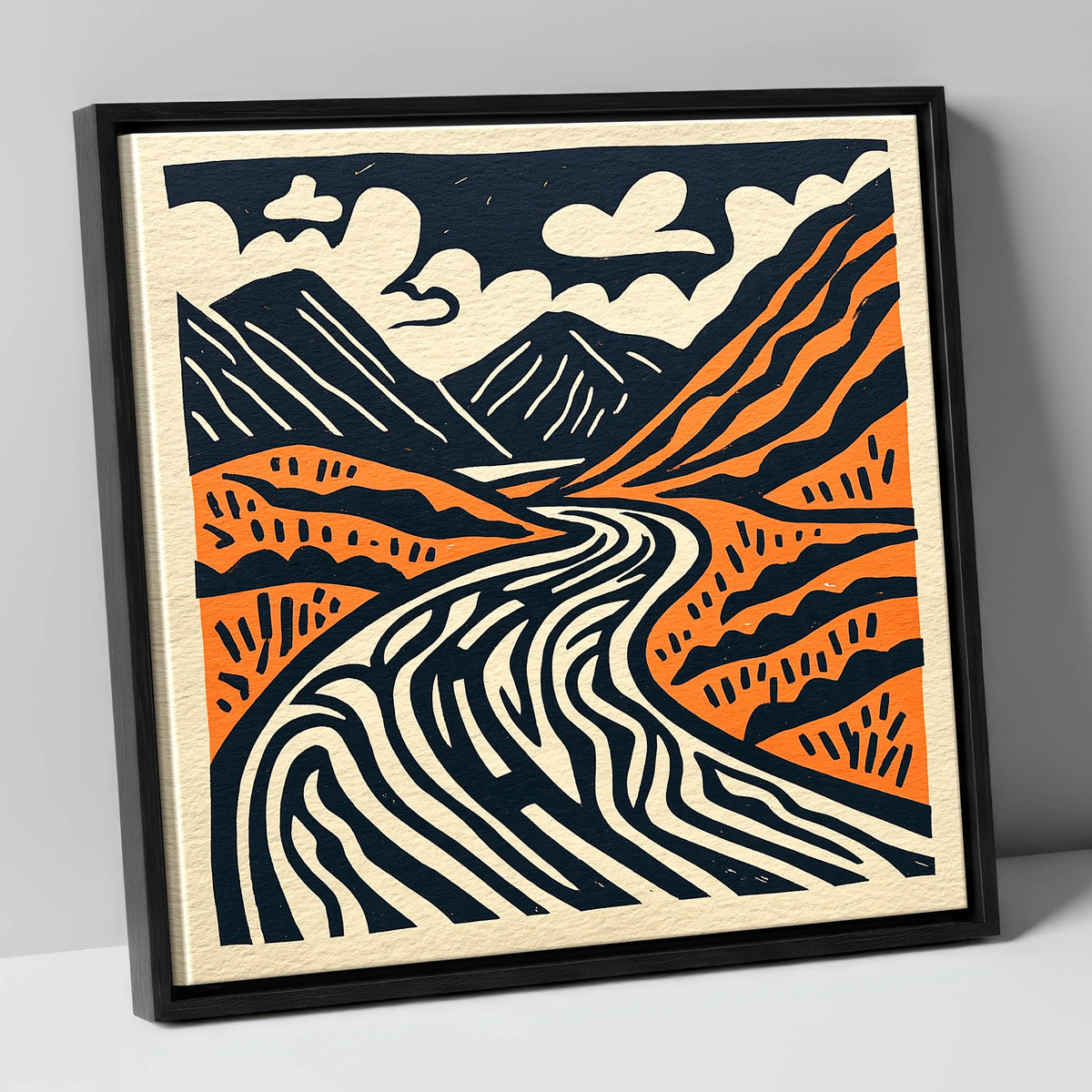 Bold Terracotta Kirkstone Pass lake district valley canvas wall art in black frame