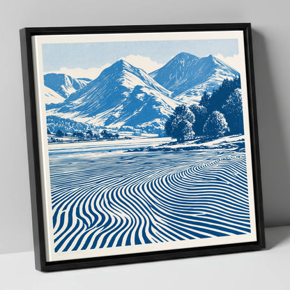 Ennerdale Water in Cobalt Blue lake district valley canvas wall art in black frame