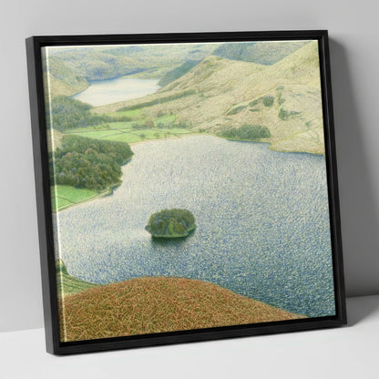 Autumn Bracken Above Grasmere lake district lake canvas wall art in black frame