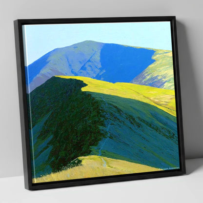 Great Rigg Sunlit Ridge Path lake district fell canvas wall art in black frame