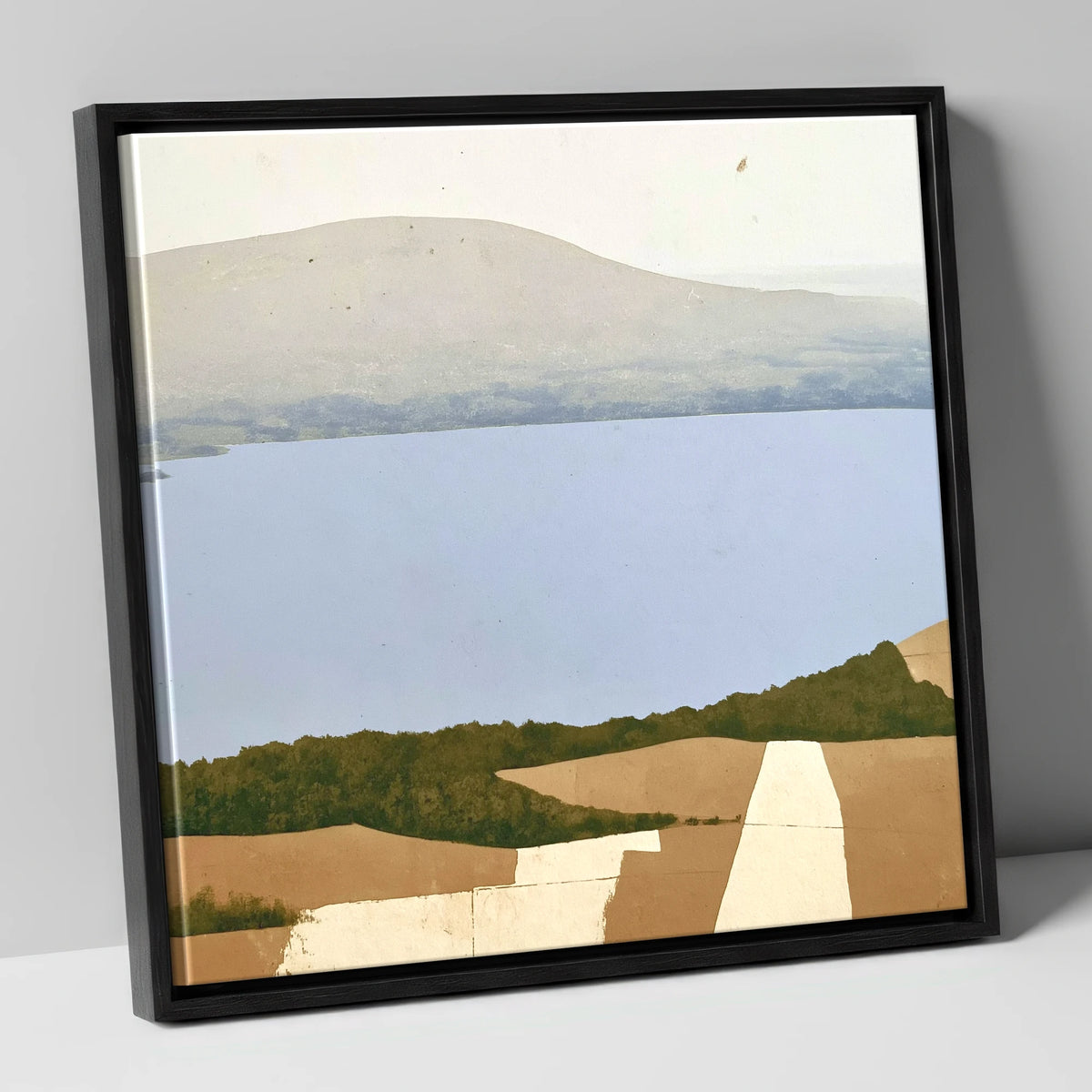 Bassenthwaite Lake in Muted Tones lake district lake canvas wall art in black frame