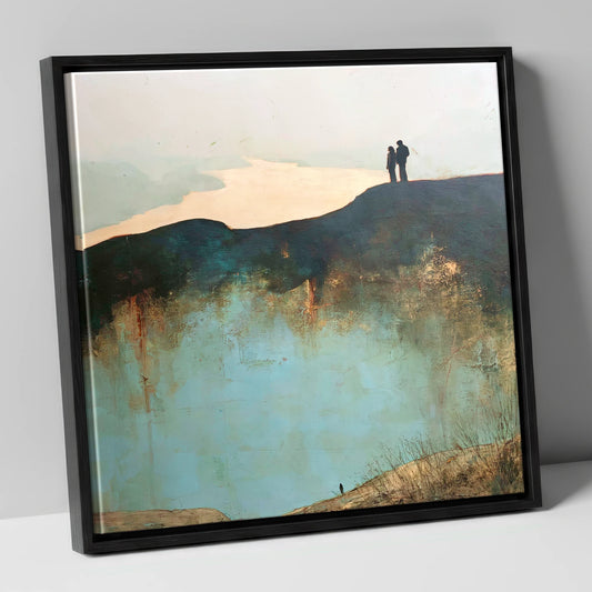 Catbells Ridge Over Golden Water lake district fell canvas wall art in black frame
