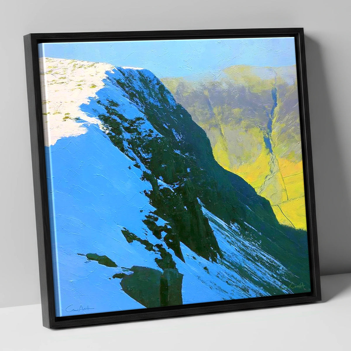 Birkhouse Moor Snowy Ridge lake district fell canvas wall art in black frame