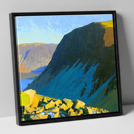 Whin Rigg Scree in Blue Shadow lake district fell canvas wall art in black frame