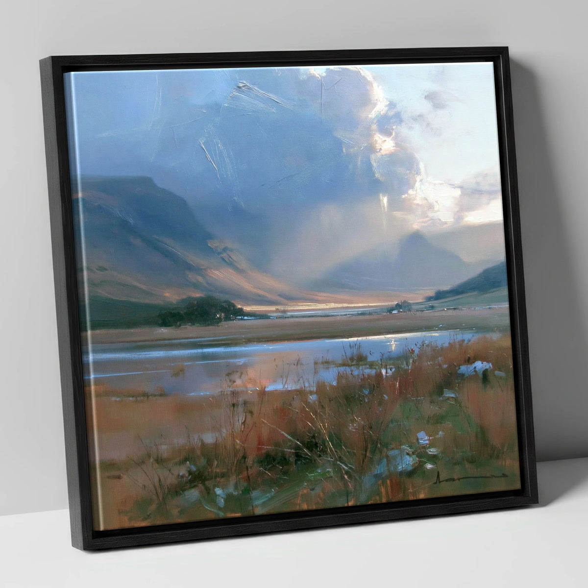 Breaking Storm Over The Fells lake district sky canvas wall art in black frame