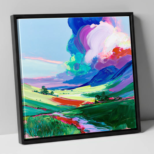 Vibrant Storm Over The Fells lake district sky canvas wall art in black frame
