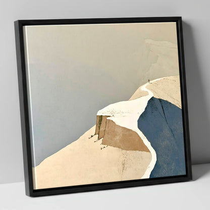Lone Walker on a Snowy Summit Ridge lake district fell canvas wall art in black frame