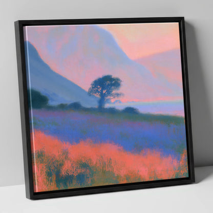Pastel Dusk on the Fells lake district lake canvas wall art in black frame