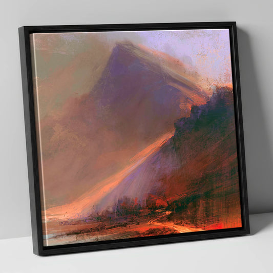 Great Gable in Fiery Light lake district fell canvas wall art in black frame