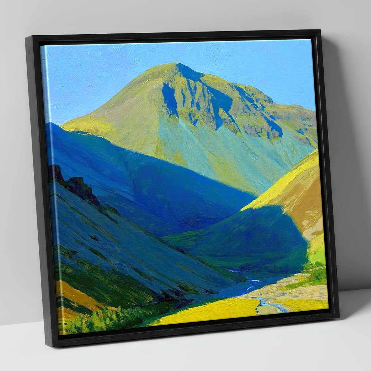 Vibrant Light on Great Gable lake district fell canvas wall art in black frame