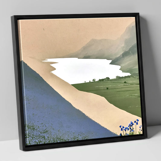 Rannerdale View of Crummock Water lake district lake canvas wall art in black frame